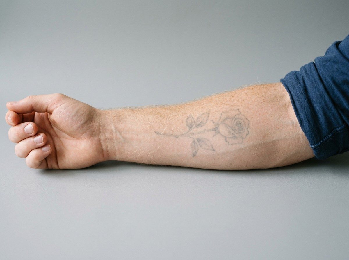 Tattoo removal: after six sessions on the outer forearm