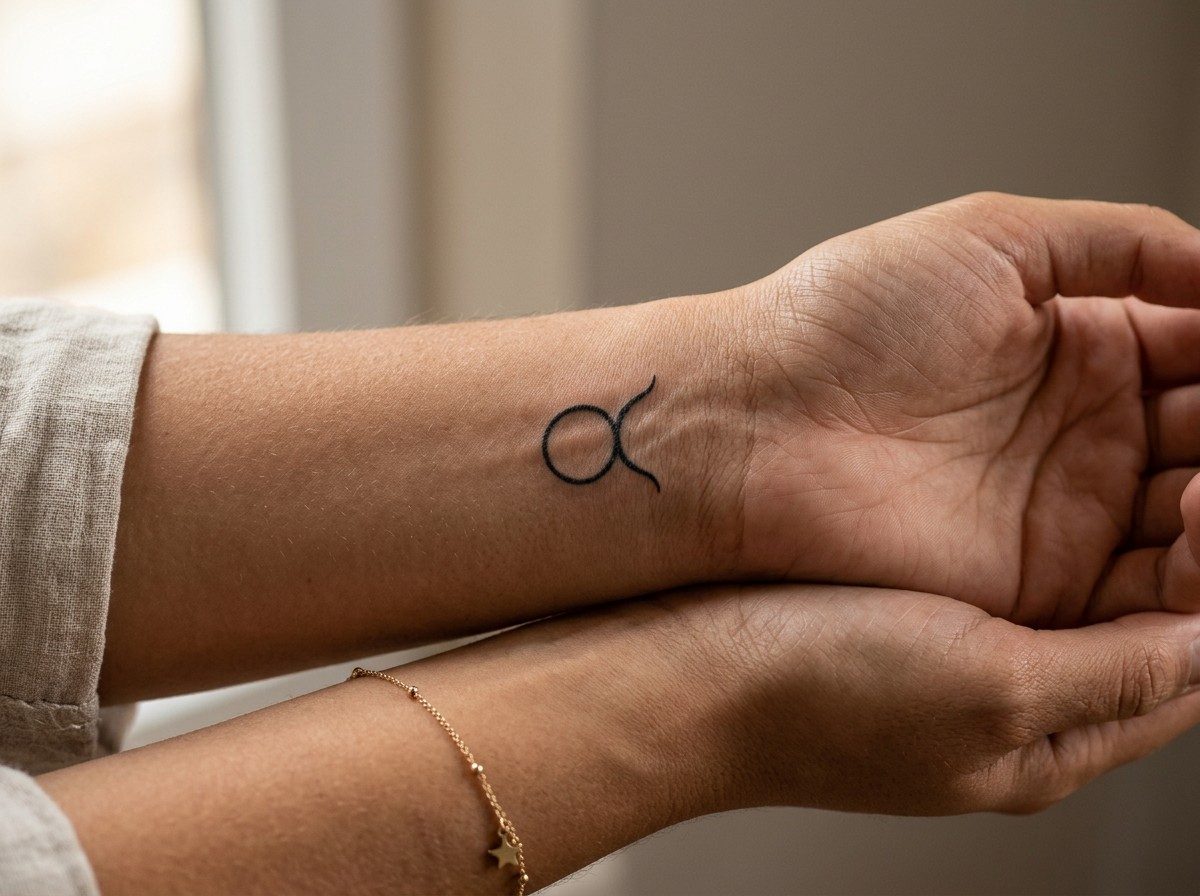 Taurus tattoo: taurus glyph on the inner wrist