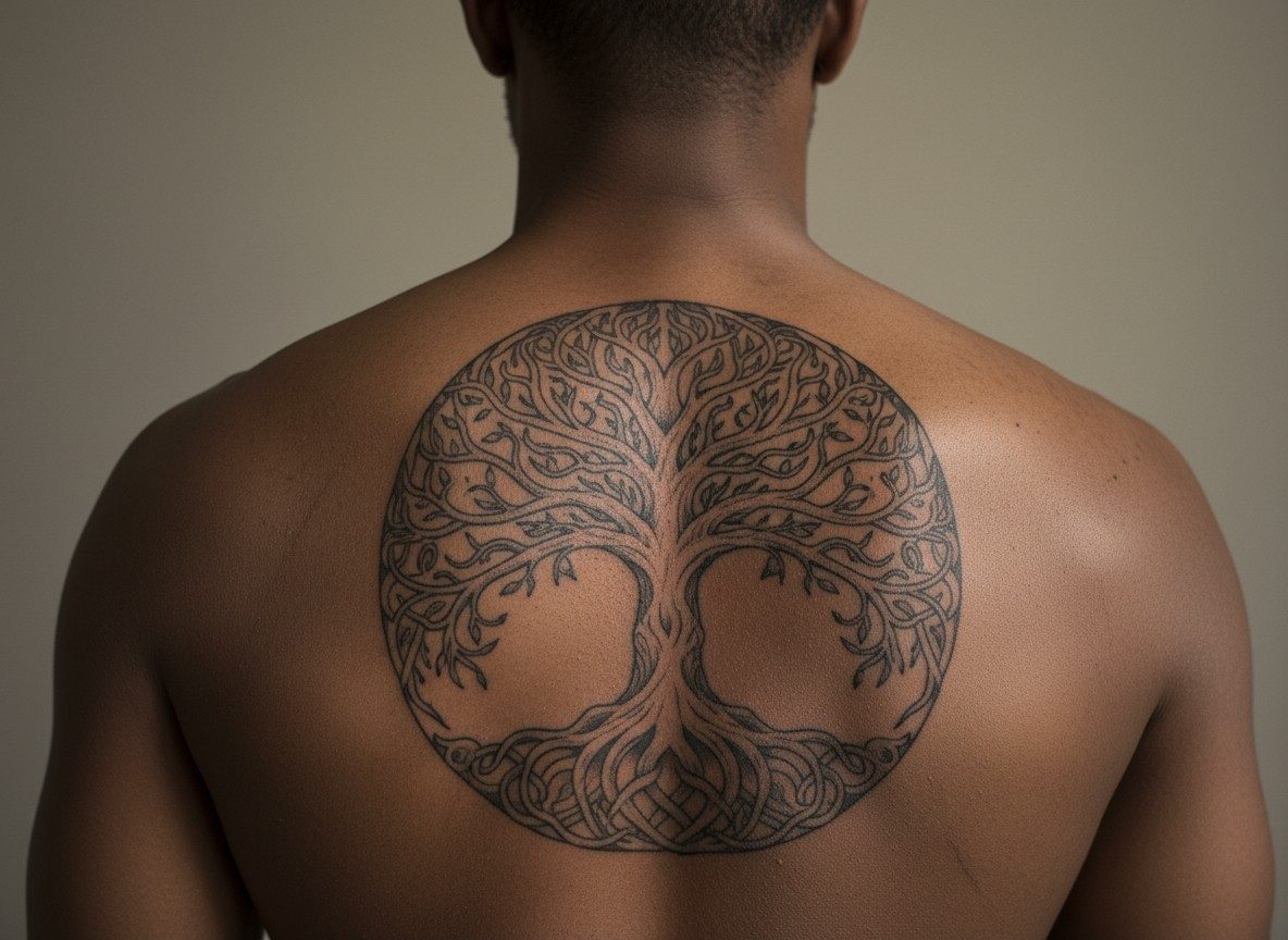 Viking tattoo ideas: yggdrasil tree of life on the upper back
