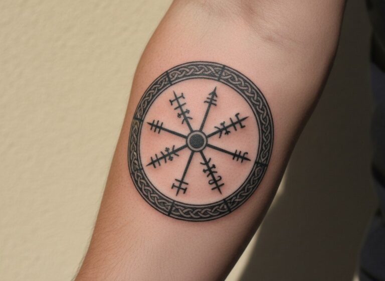 Viking tattoo ideas: Vegvisir compass on the forearm