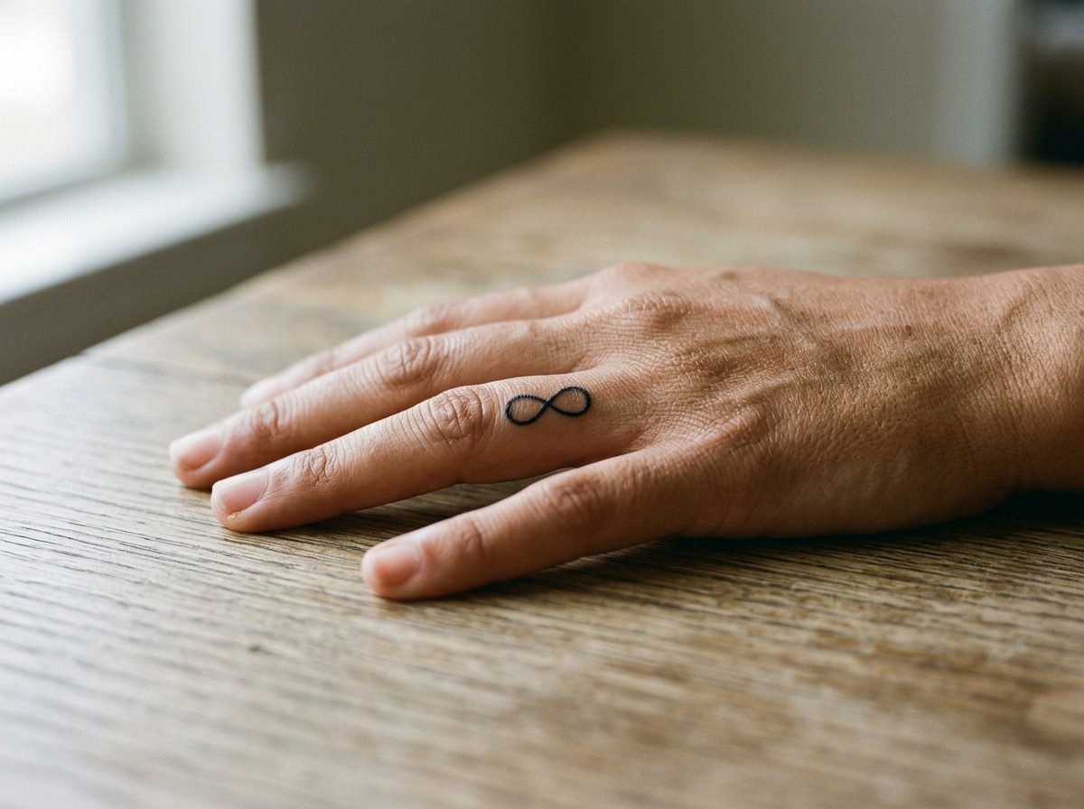 Wedding ring tattoo ideas: infinity ring on the ring finger