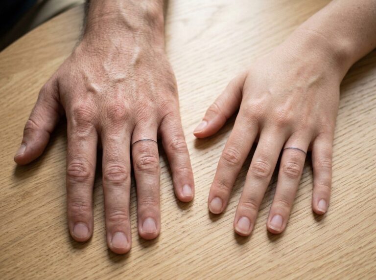 Wedding ring tattoo ideas: matching tattooed bands on two ring fingers